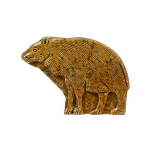 Carved Onyx (?) Gemstone Bear Coyote Trinket Box with Lid India Southwest Gift